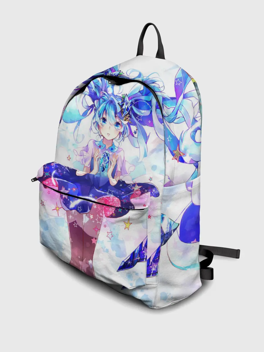 Рюкзак джинсовый / Хацуне Мику на красочном фоне