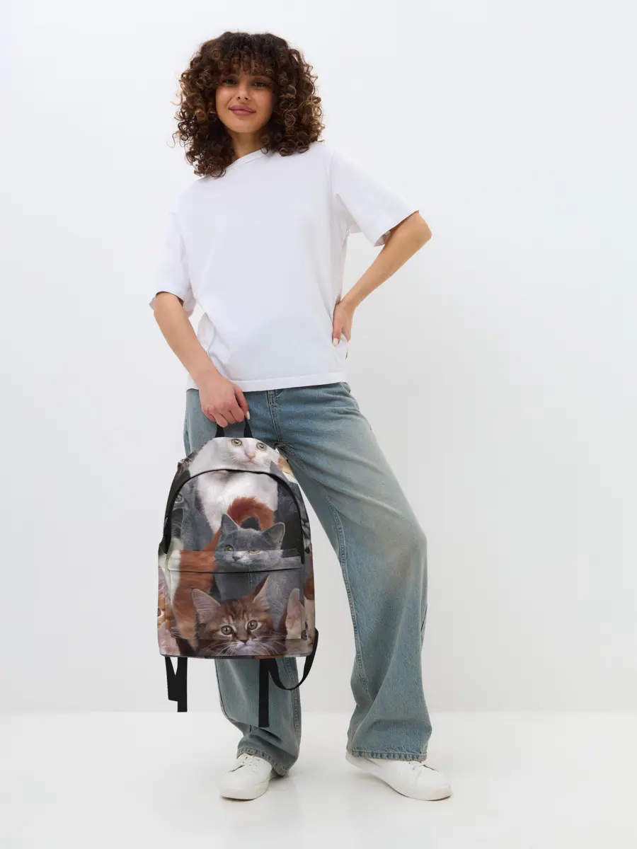 Рюкзак джинсовый / Много котов