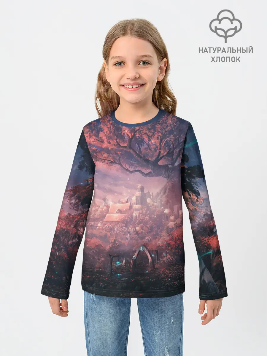 Детский лонгслив / Anime art tree