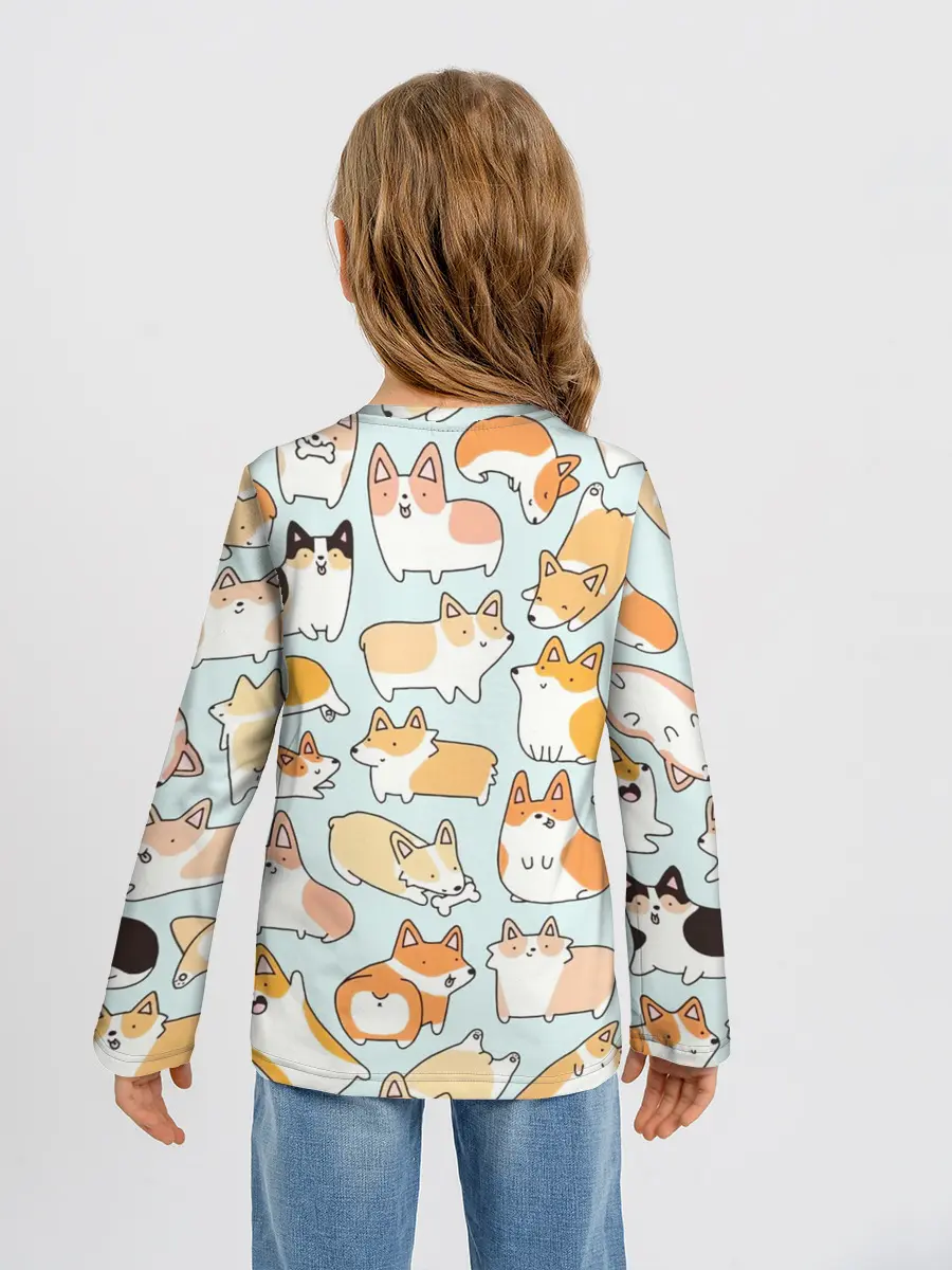 Детский лонгслив / Милые корги