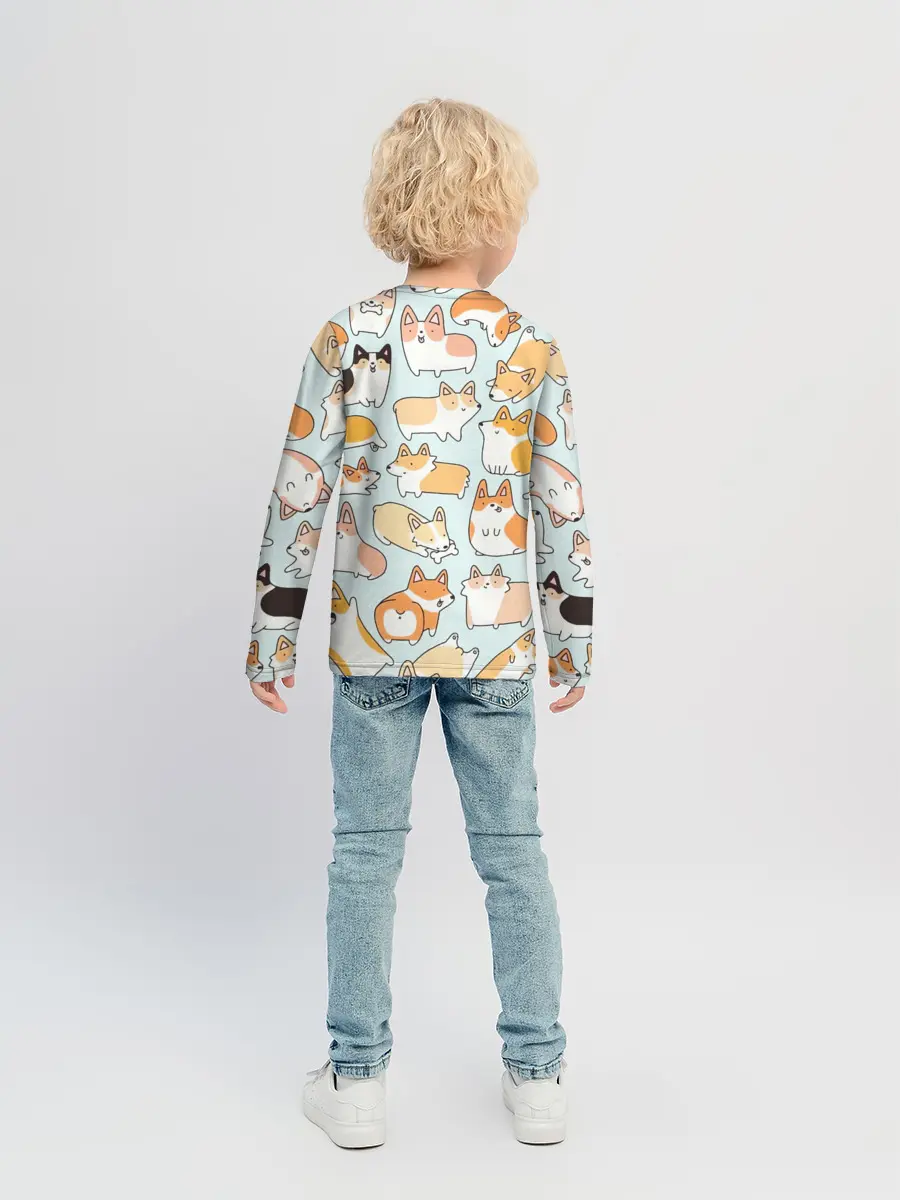 Детский лонгслив / Милые корги