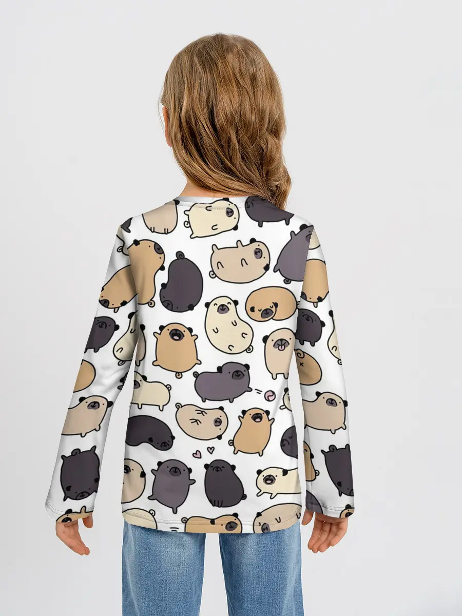 Детский лонгслив / Милые мопсы