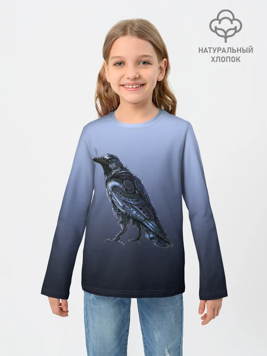 Детский лонгслив / футуристический ворон