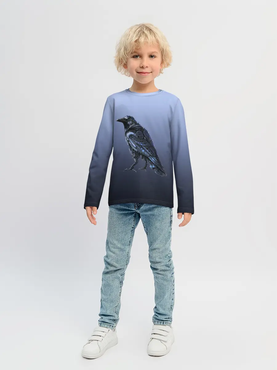 Детский лонгслив / футуристический ворон