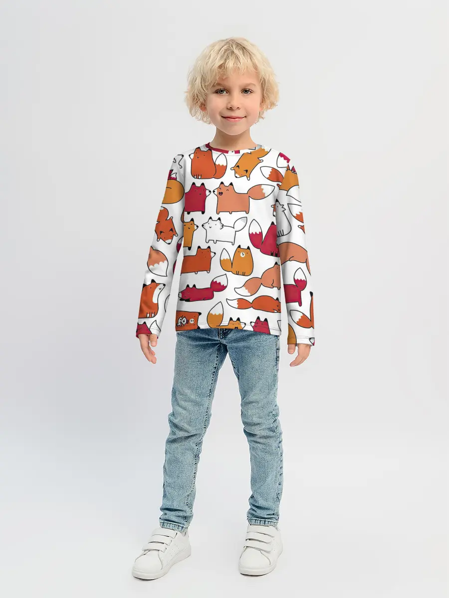 Детский лонгслив / Милые лисы