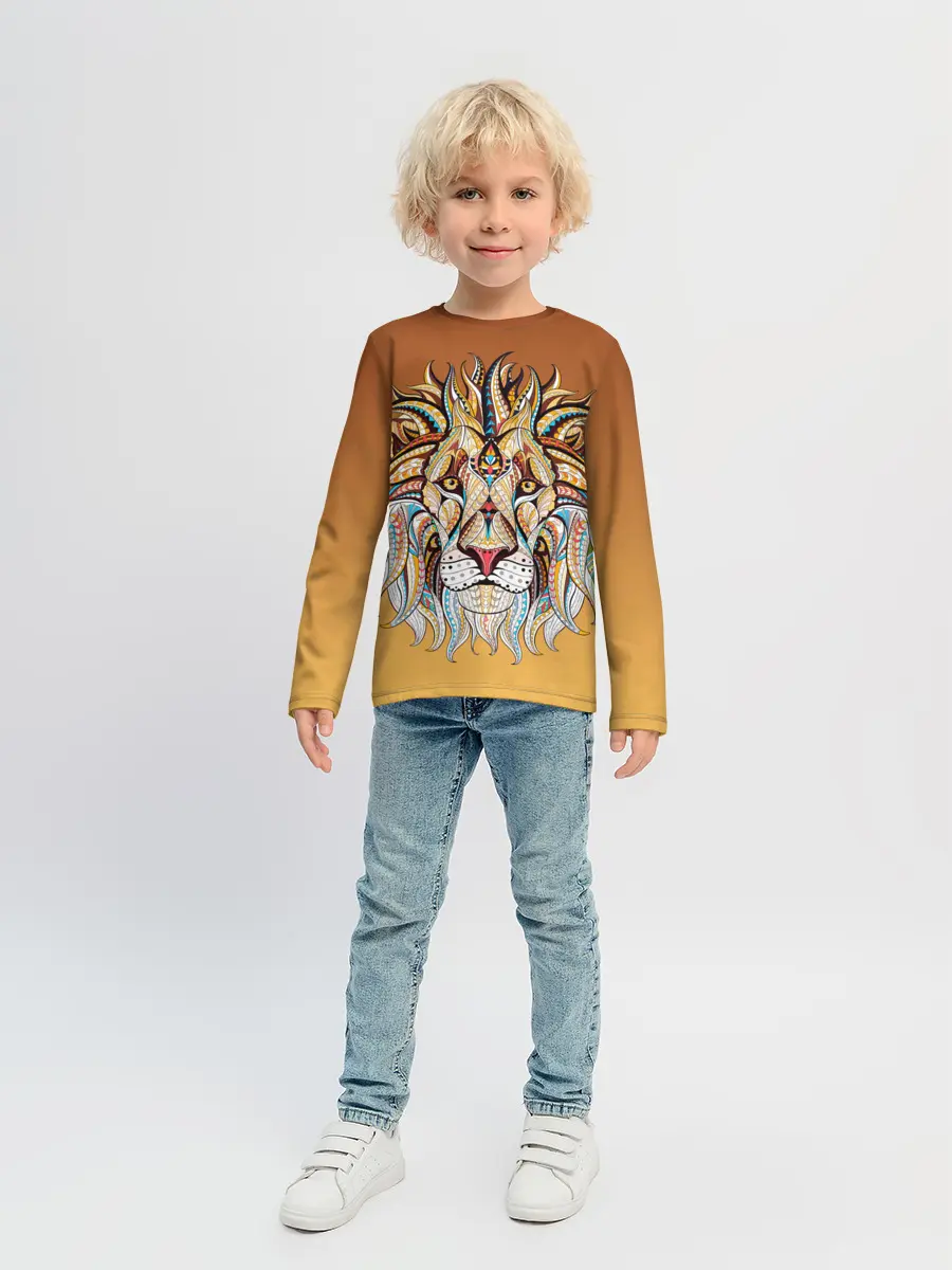 Детский лонгслив / Стилизованный арт ЛЕВ морда