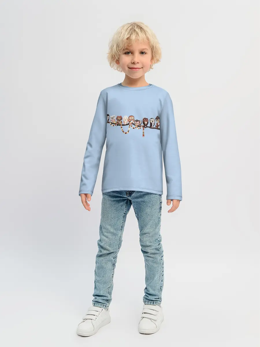 Детский лонгслив / Совы на ветке