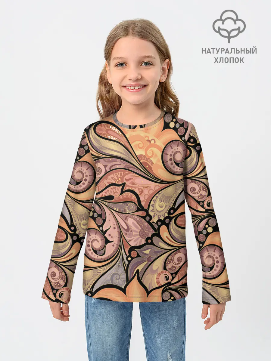 Детский лонгслив / дудл узоры