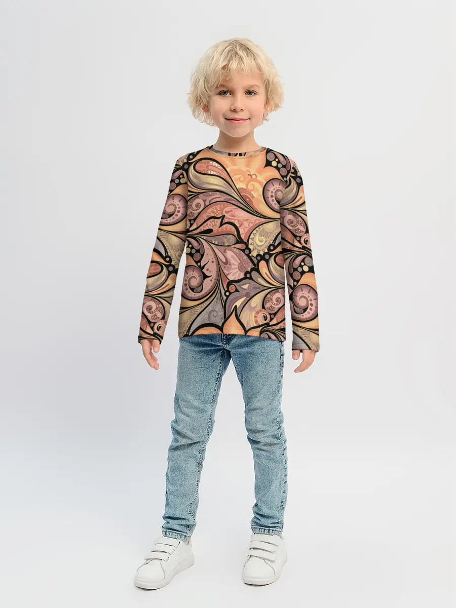 Детский лонгслив / дудл узоры
