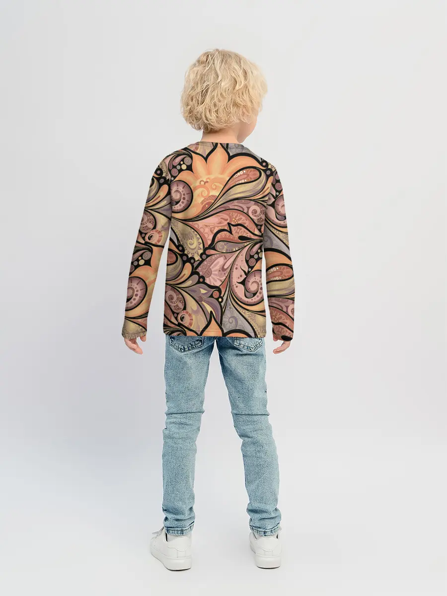 Детский лонгслив / дудл узоры