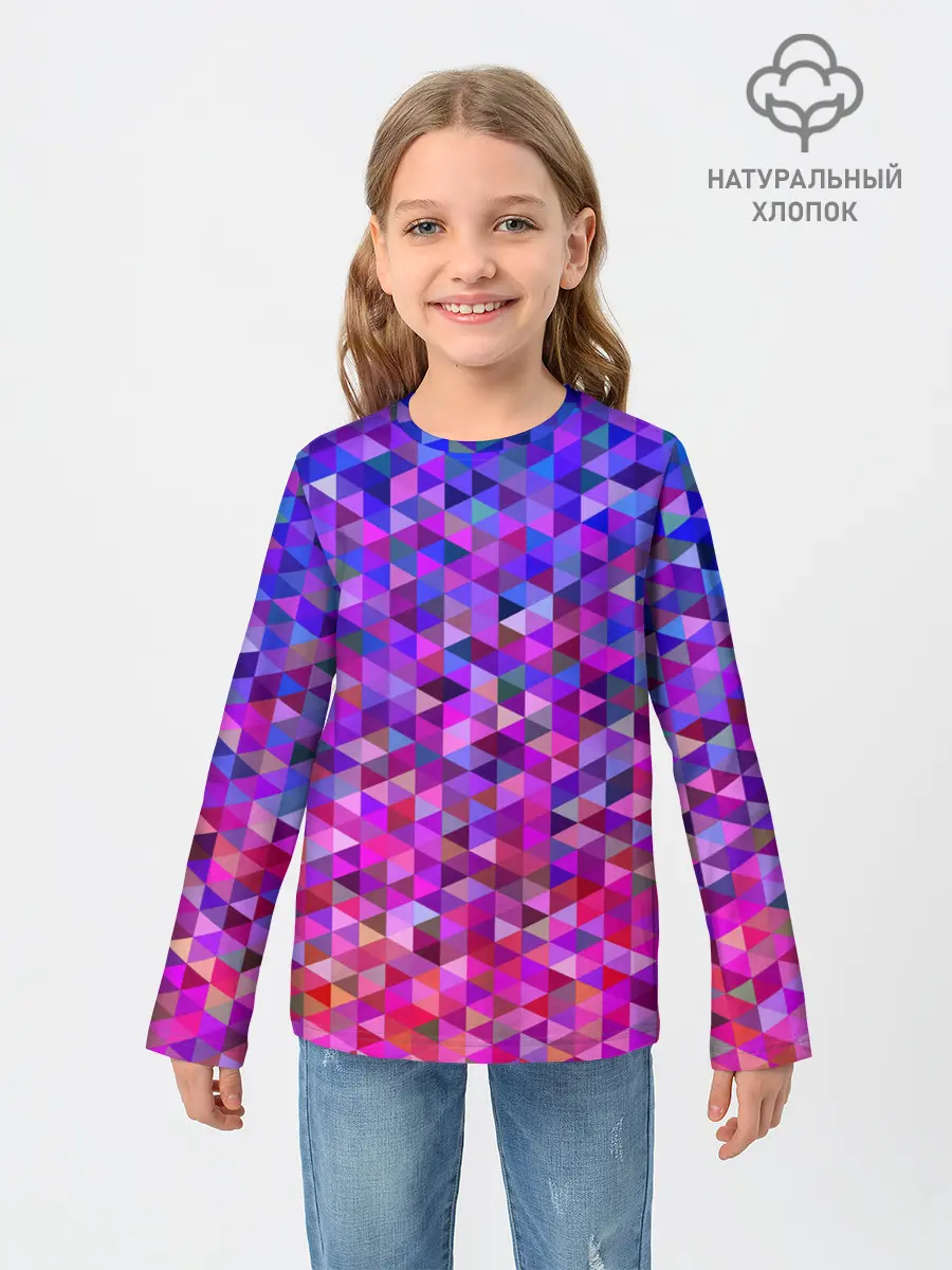 Детский лонгслив / Треугольники мозаика пиксели