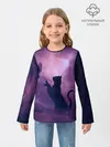 Детский лонгслив / Бабочка кот силуэт фиолетовый