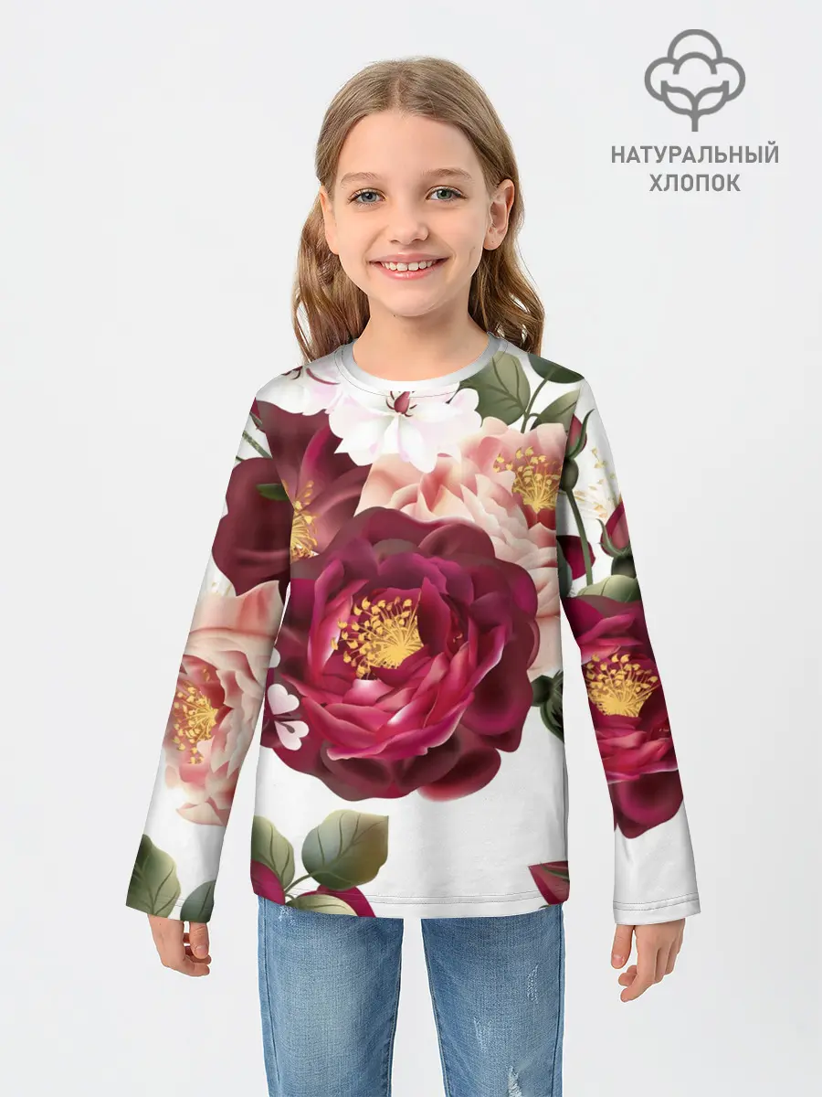 Детский лонгслив / Розы