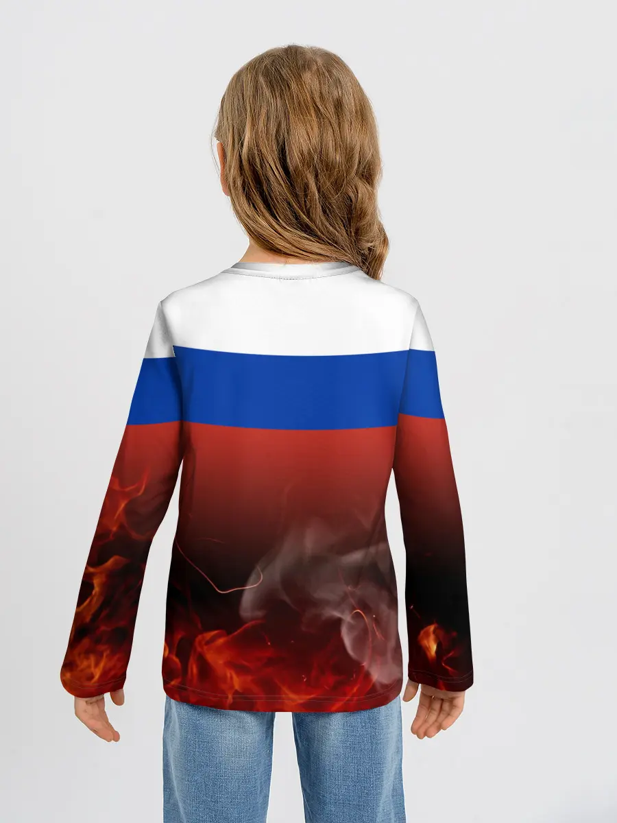 Детский лонгслив / Россия огонь