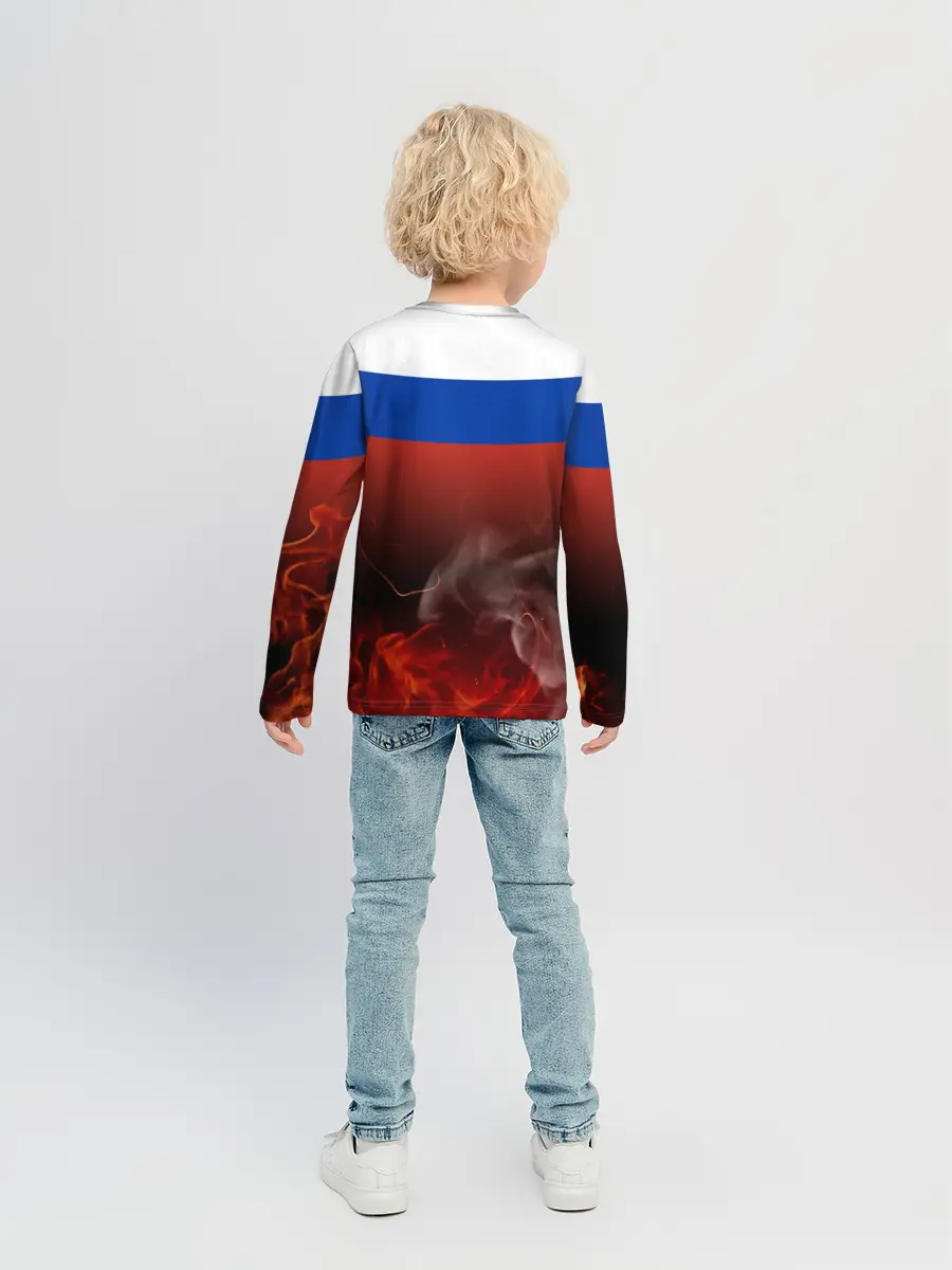 Детский лонгслив / Россия огонь