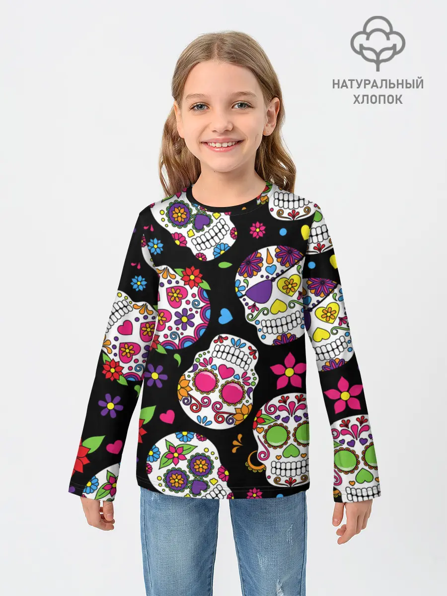 Детский лонгслив / Шальные черепа
