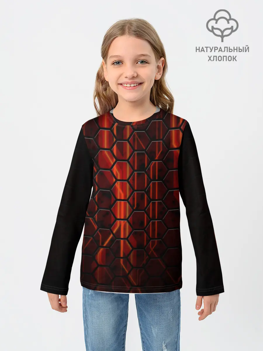 Детский лонгслив / Огненные соты