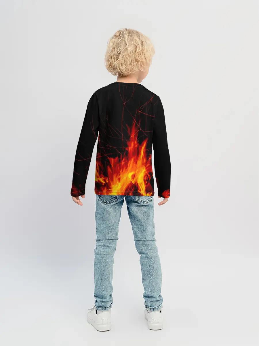 Детский лонгслив / Ночной костер в лесу