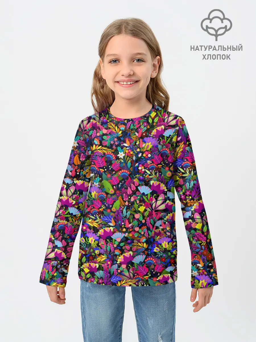 Детский лонгслив / Мистические цветы