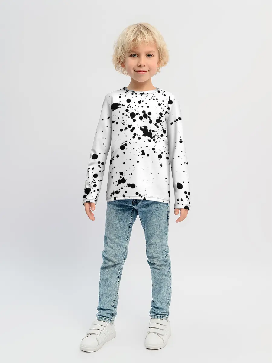 Детский лонгслив / Далматинец - брызги чёрными пятнами