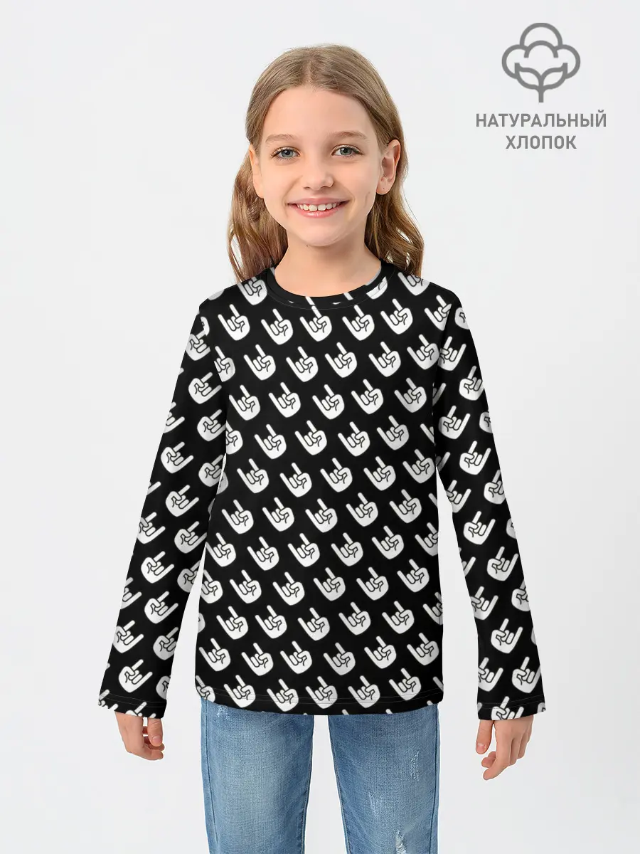 Детский лонгслив / Паттерн Рок коза