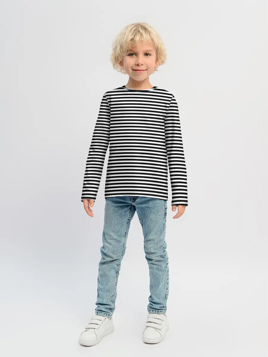 Детский лонгслив / В ЧЕРНО-БЕЛУЮ ПОЛОСКУ