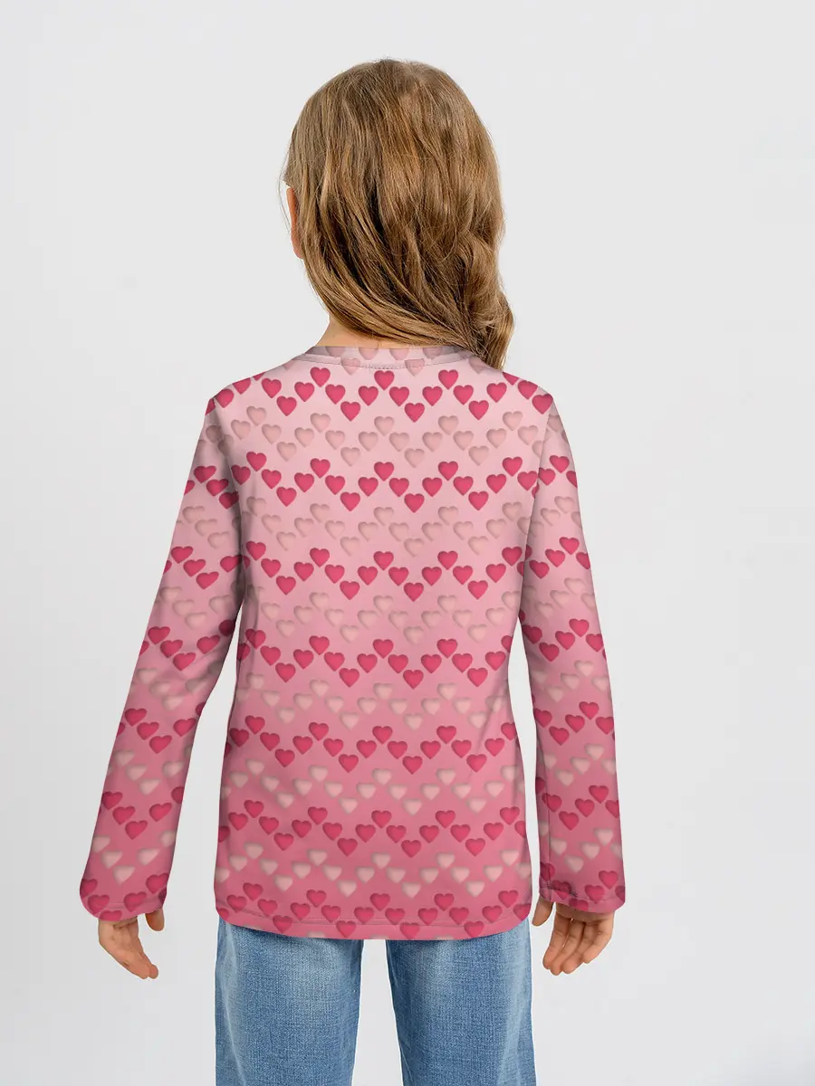 Детский лонгслив / узор милые сердца зигзагами