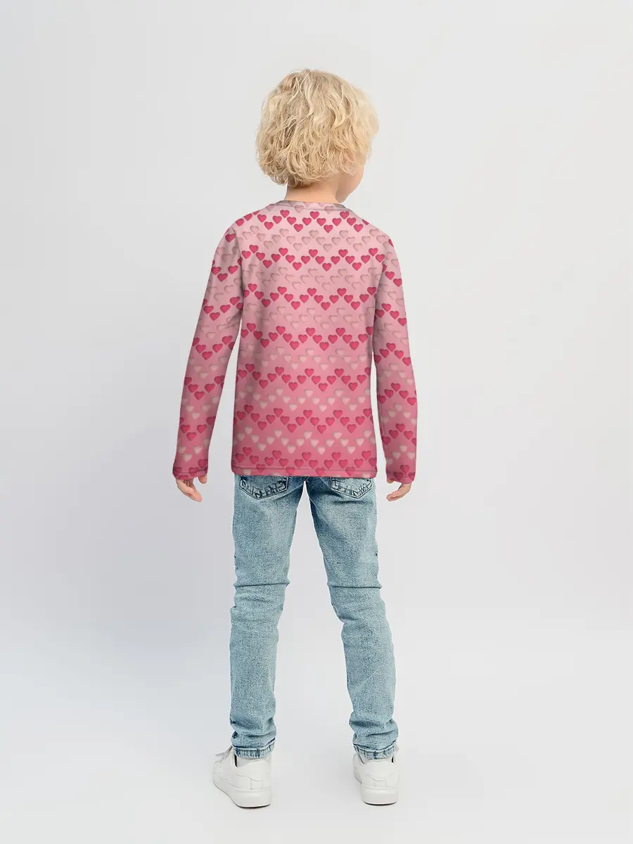 Детский лонгслив / узор милые сердца зигзагами