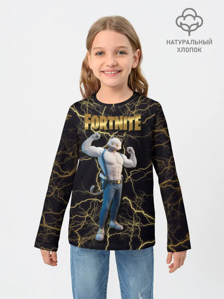 Детский лонгслив / Meowcles Fortnite 2