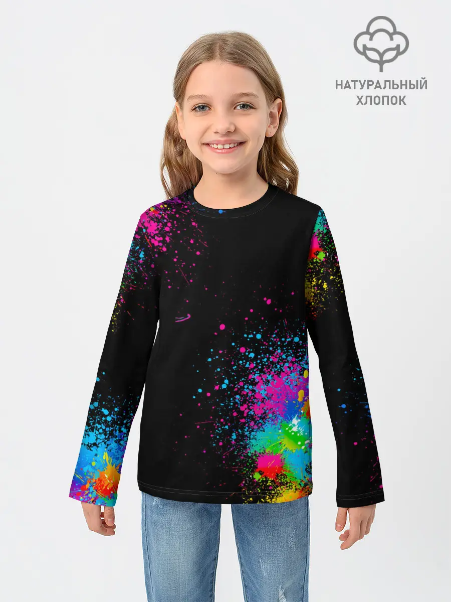 Детский лонгслив / Брызги красок