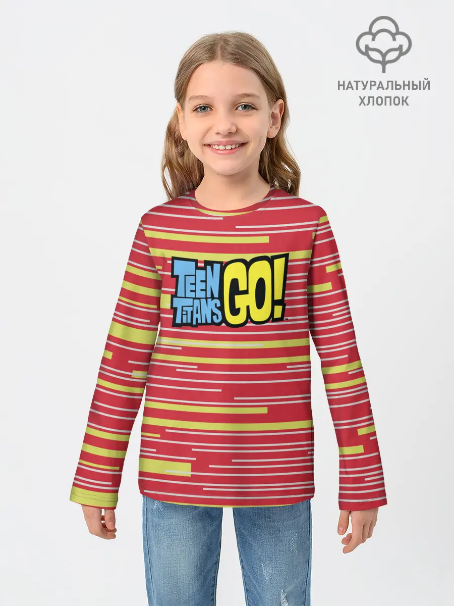 Детский лонгслив / Логотип Юные титаны, вперед!