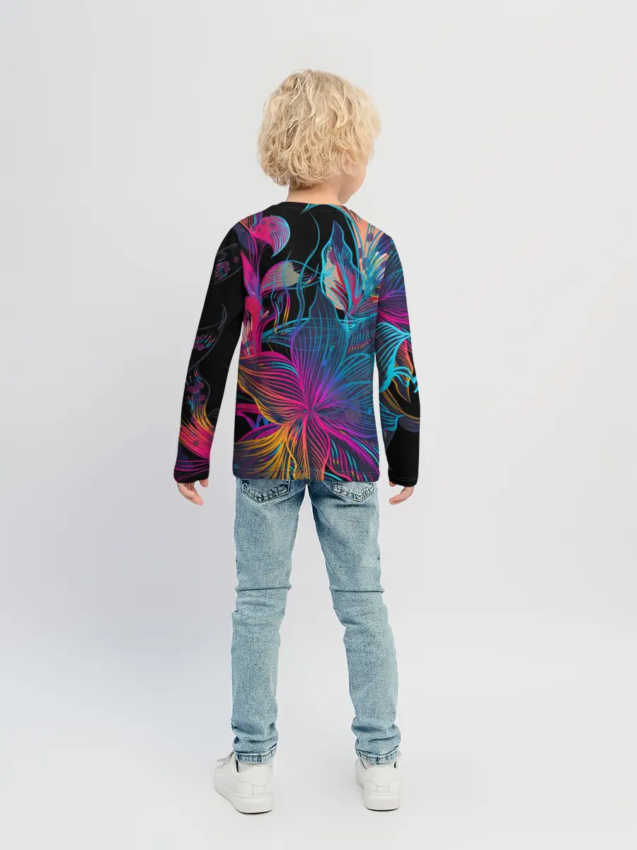 Детский лонгслив / Flowers | Неон