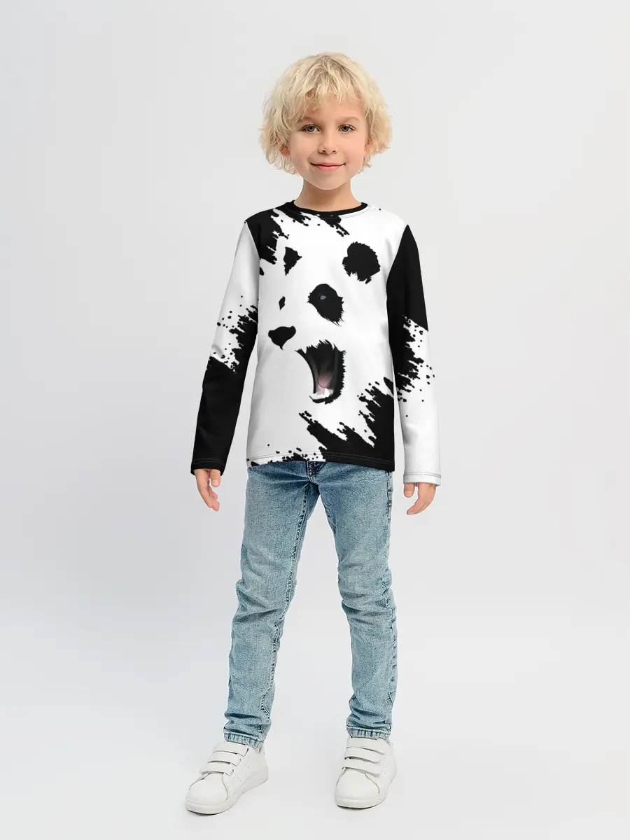 Детский лонгслив / Панда | ЧБ