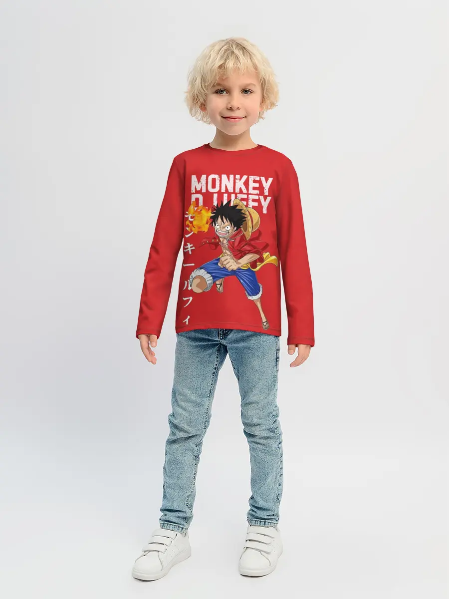 Детский лонгслив / Monkey D. Luffy на красном