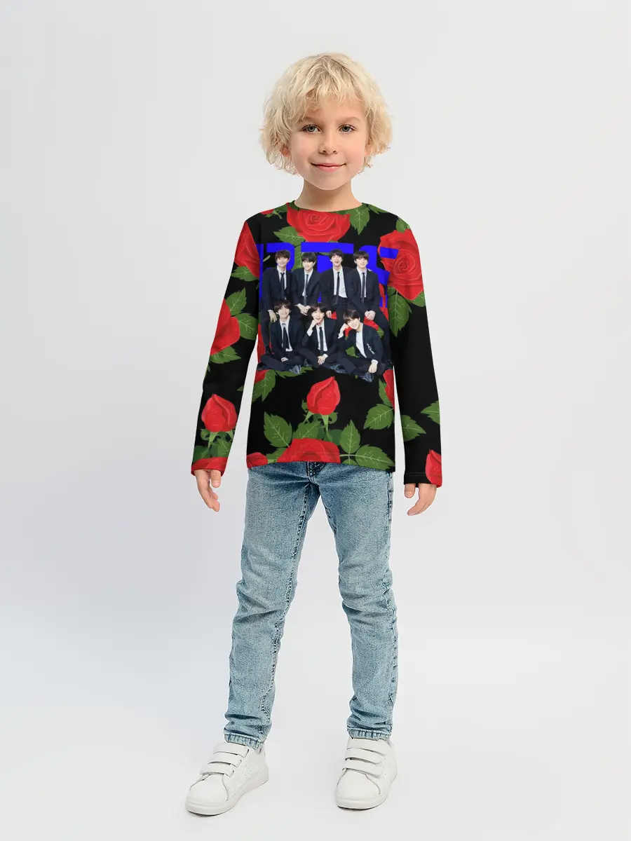 Детский лонгслив / BTS Roses | Black