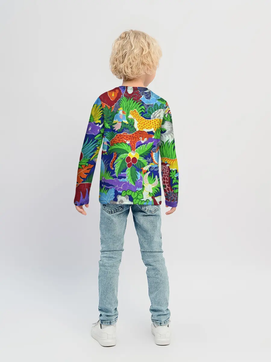 Детский лонгслив / Текстура Холст | Сафари