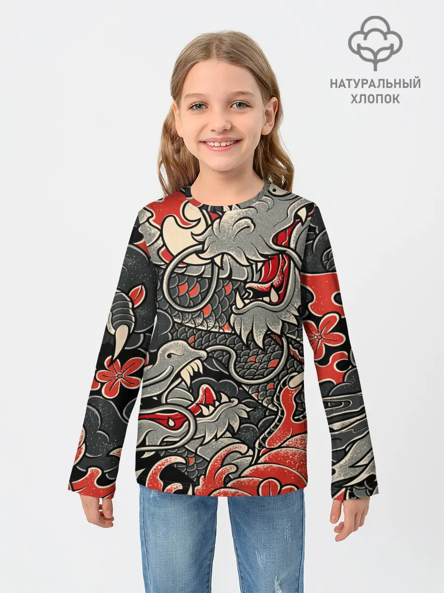 Детский лонгслив / Dsquared tatoo DRAGON