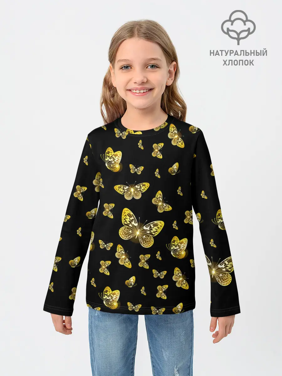 Детский лонгслив / Golden Butterfly pattern