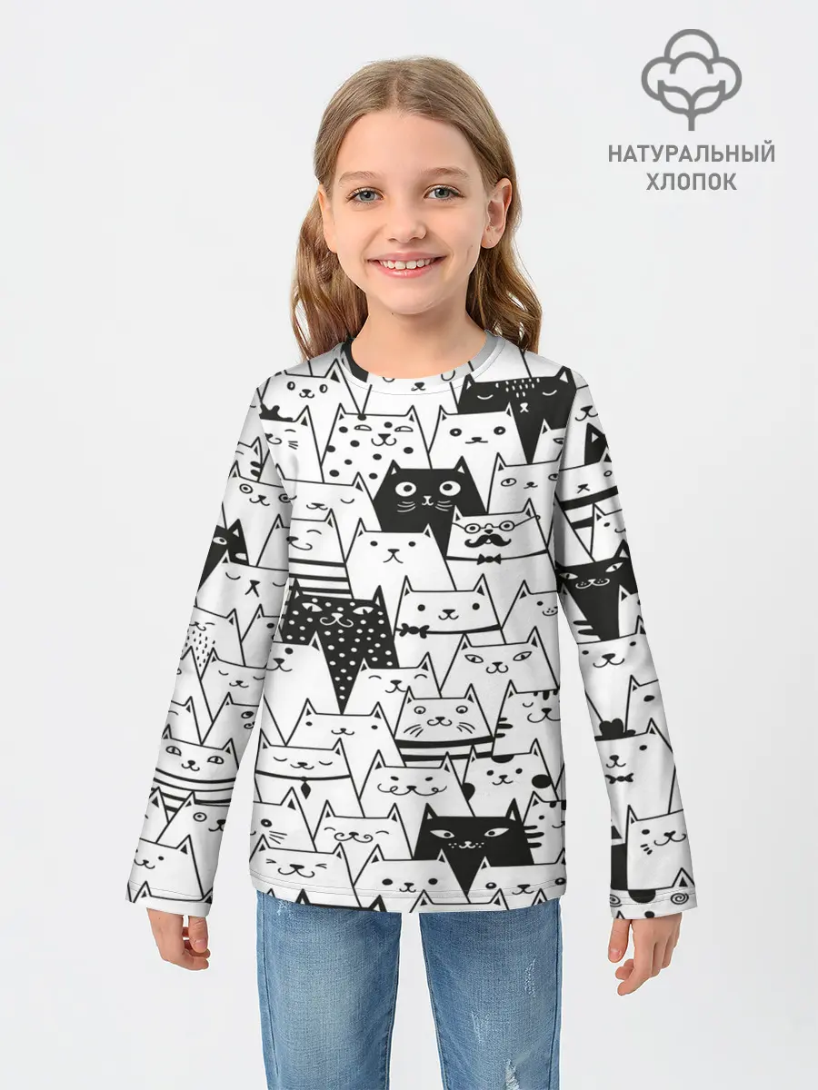 Детский лонгслив / КОТЫ WHITE
