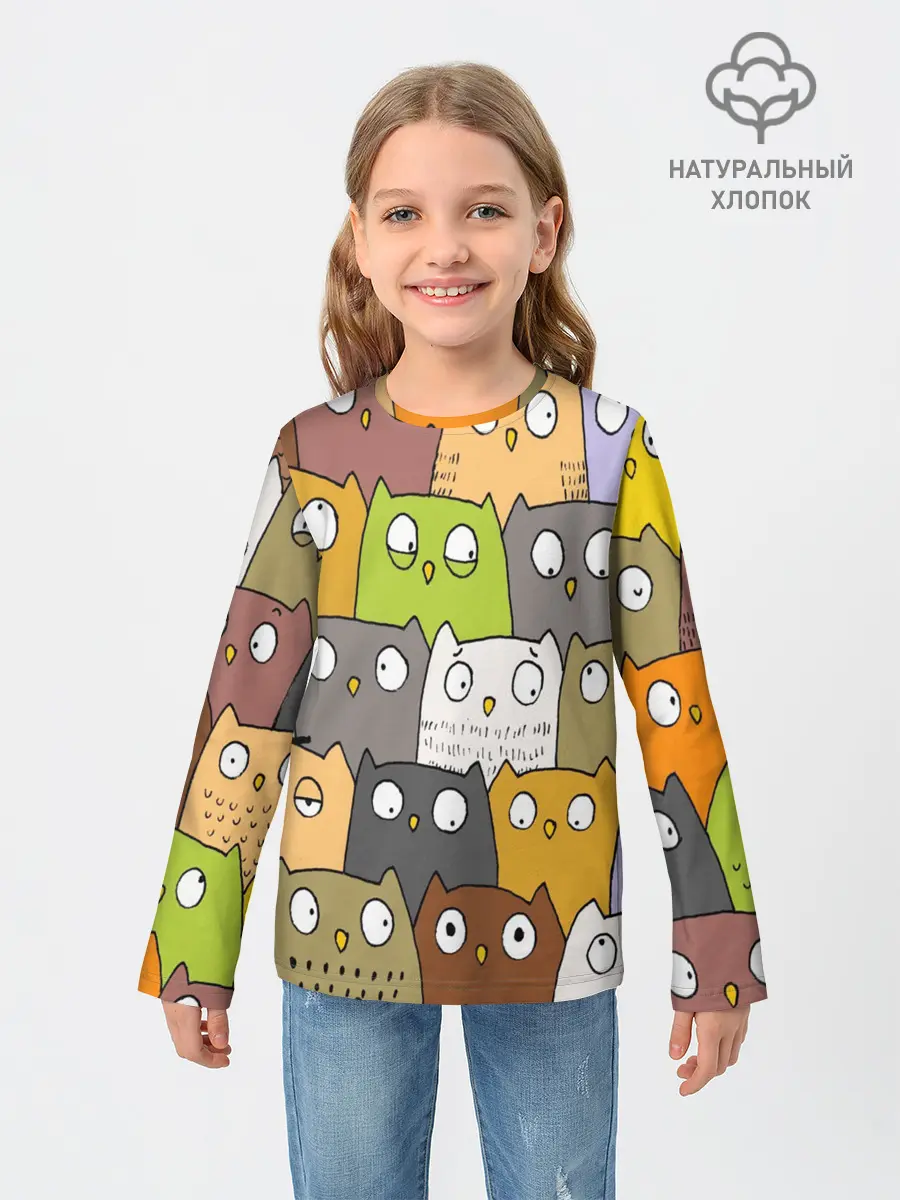 Детский лонгслив / СОВЫ КОТИКИ