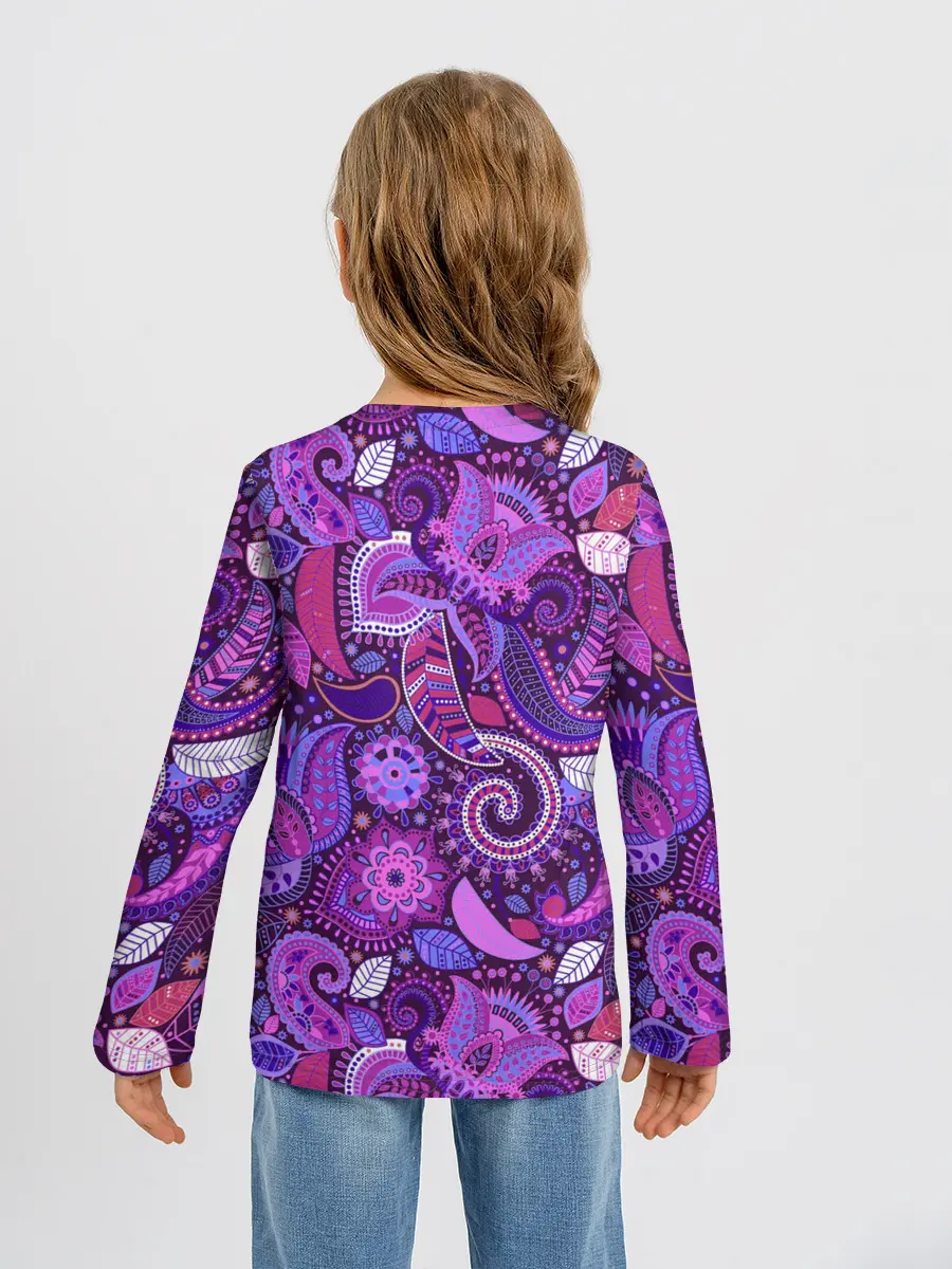 Детский лонгслив / фиолетовый этнический дудлинг