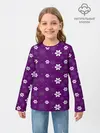 Детский лонгслив / узор цветы на фиолетовом фоне