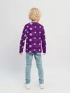 Детский лонгслив / узор цветы на фиолетовом фоне