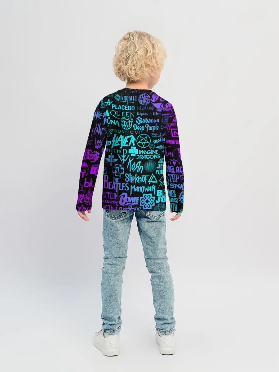 Детский лонгслив / ЛОГОТИПЫ РОК ГРУПП НЕОН