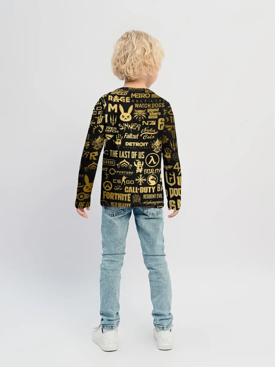 Детский лонгслив / ЛОГОТИПЫ ИГР ЗОЛОТО | GOLDEN