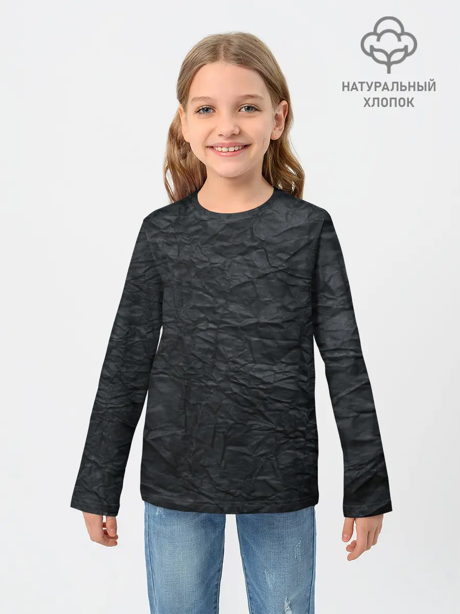 Детский лонгслив / Черная Бумага