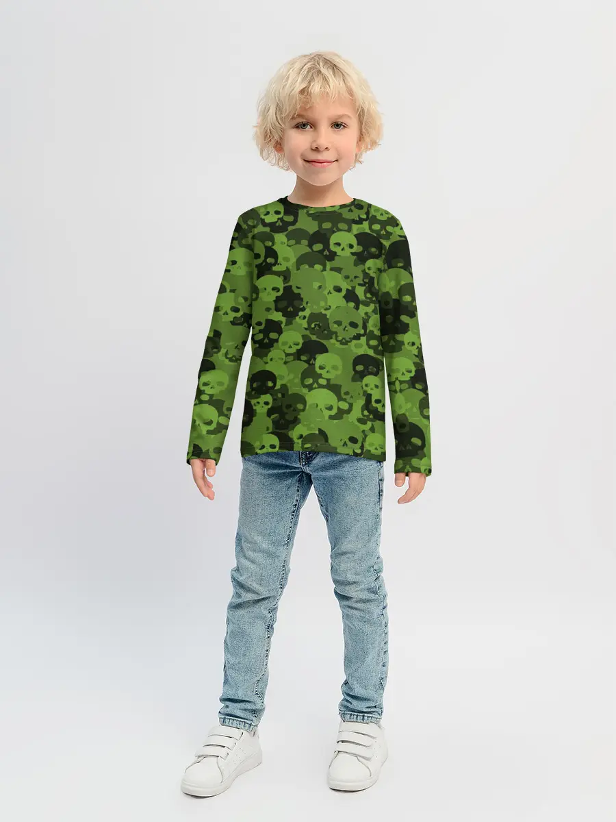 Детский лонгслив / Камуфляж Черепа | Текстура