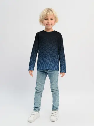 Детский лонгслив / Узор круги темный синий