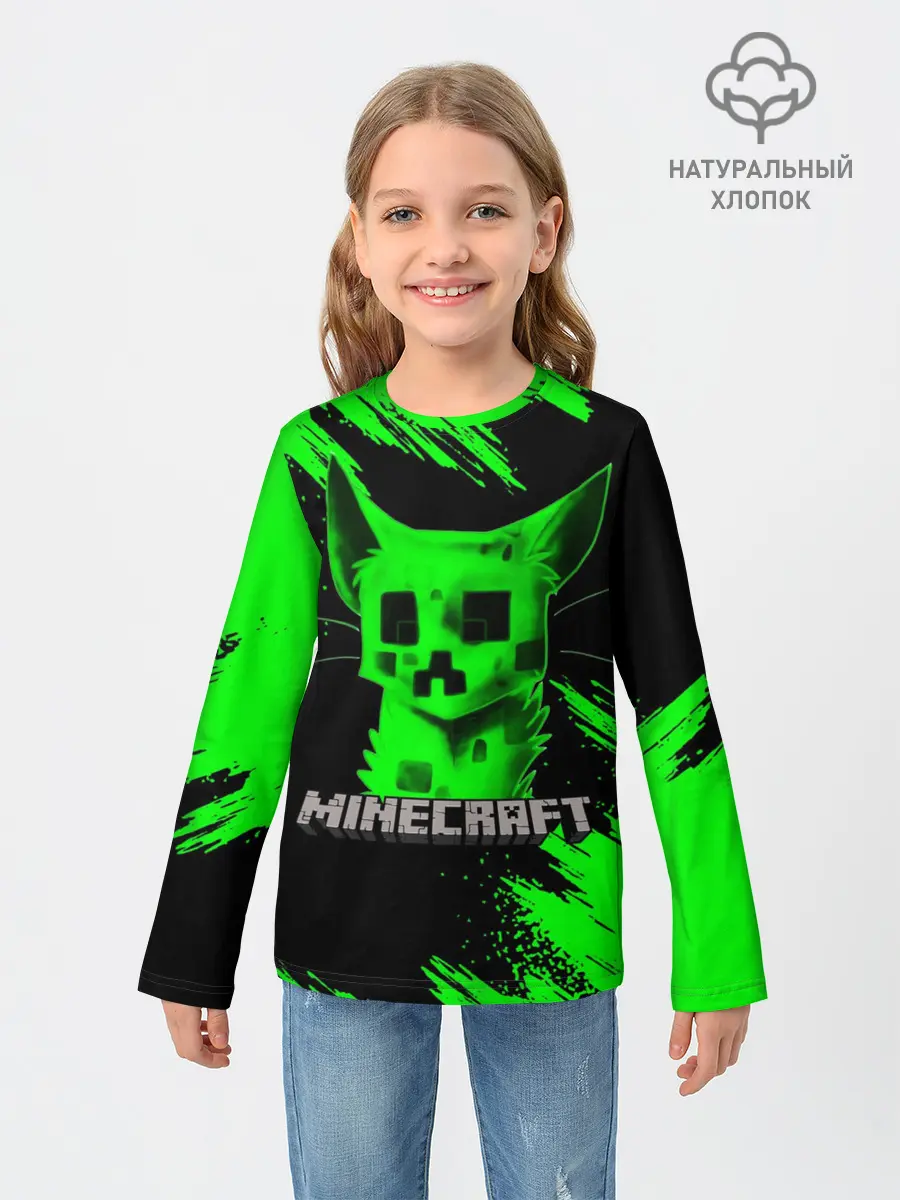 Детский лонгслив / MINECRAFT CREEPER CAT