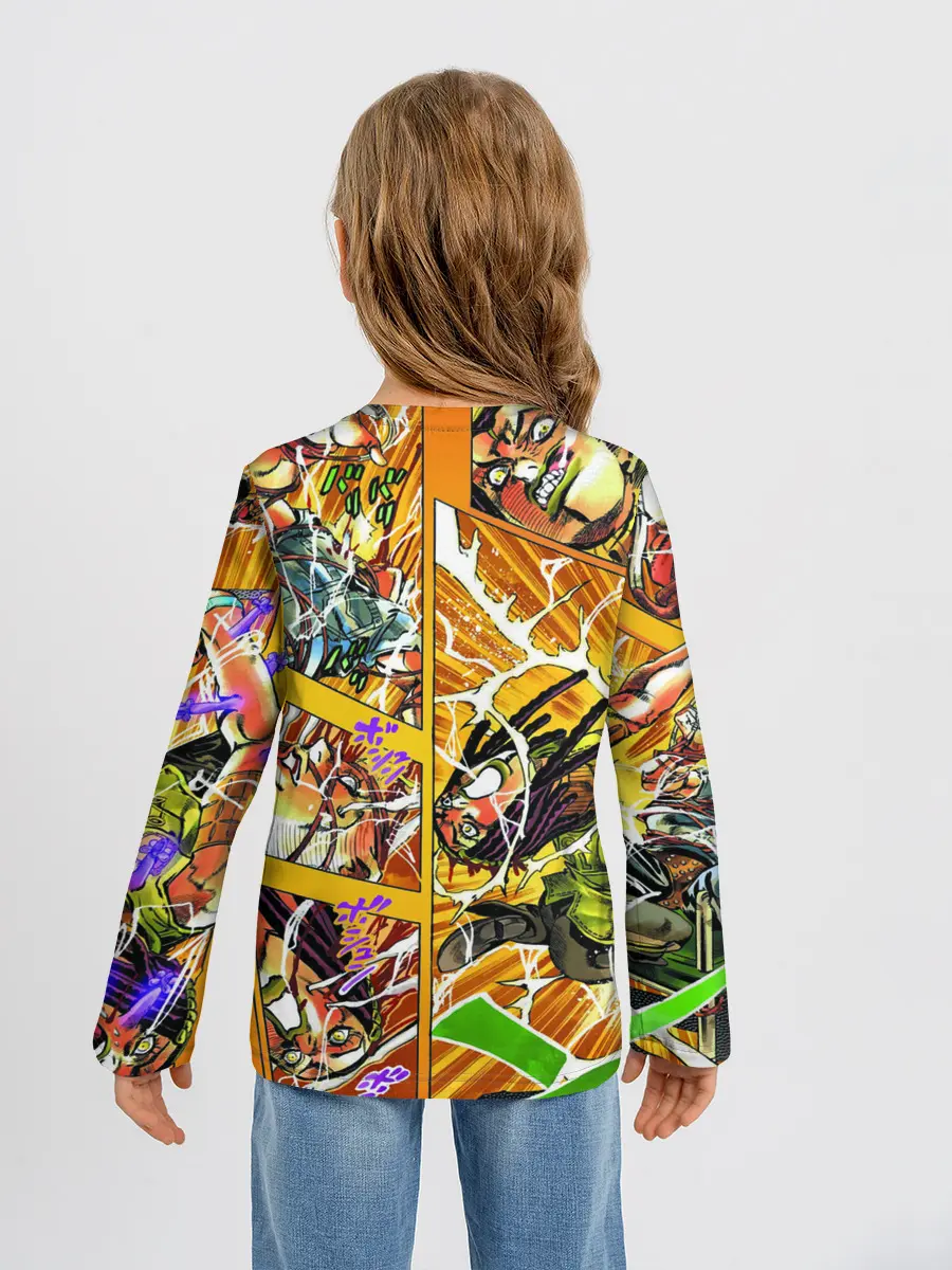 Детский лонгслив / Оранжевый комикс JoJo